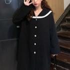 Long-sleeve Sailor Collar Dress Black - One Size