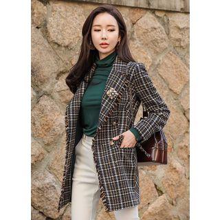 Double-breasted Fringed Tweed Jacket