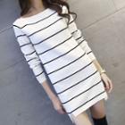 Striped Long Sleeve Mini Knit Dress