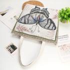 Butterfly Embroidered Tote Bag White - Xl