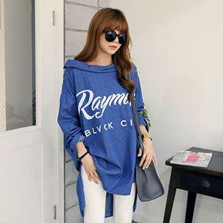 Lettering Denim Blouse