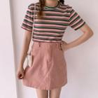 Solid Color Denim Skirt