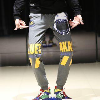 Shark Print Lettering Sweatpants