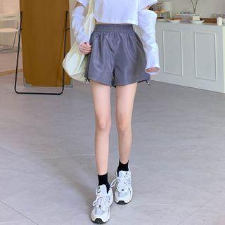 High-waist Drawstring Wide-leg Shorts