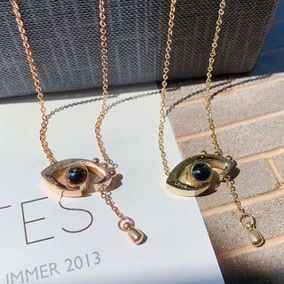 Eye Faux Gemstone Pendant Stainless Steel Necklace