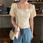 Balloon-sleeve Square-neck T-shirt