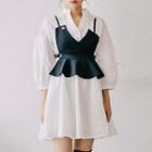 Set: Plain 3/4 Shirtdress + Peplum Camisole Top
