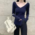 Plain Knit Top / Wide Leg Dress Pants