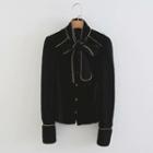 Contrast Trim Velvet Shirt