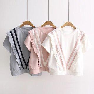Chevron Frill Trim Short-sleeve T-shirt