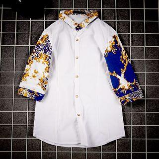 Print Panel 3/4-sleeve Shirt