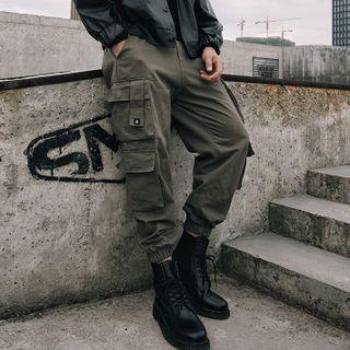 Gathered Cuff Multi-pocket Cargo Pants