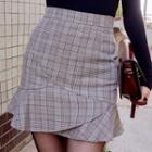 Inset Shorts Flounced Plaid Mini Skirt