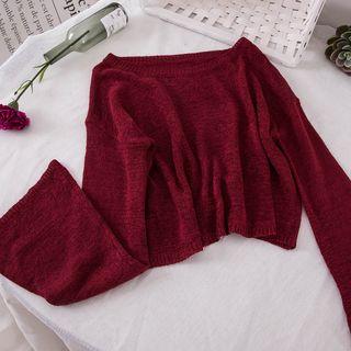 Long-sleeve Crop Knit Top