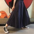 Flap-pocket Midi A-line Skirt