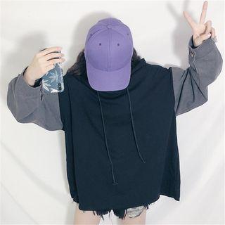 Panel Denim Long-sleeve Sweatshirt