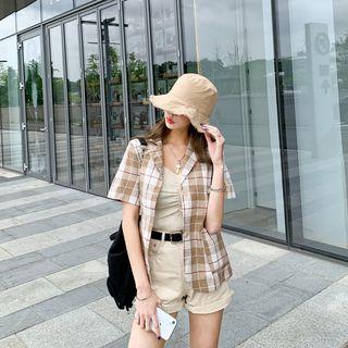 Short-sleeve Plaid Jacket