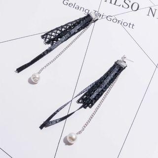 Faux-pearl Lace Drop Earrings