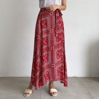 Tie-waist Paisley Print Wrap Skirt