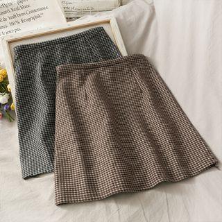 Gingham Wool Mini Skirt