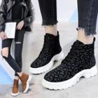 Leopard Print Lace-up Platform Ankle Boots