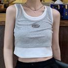 Cropped Mock Two-piece Tank Top