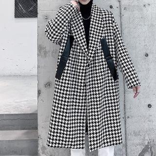 Single-breasted Houndstooth Midi Coat
