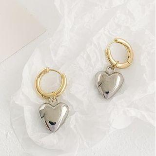 Alloy Heart Dangle Earring 1 Pair - Silver - One Size