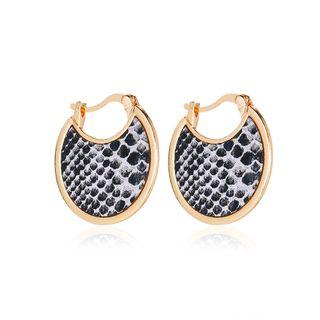 Faux Snake Leather Dangle Earring 01 - 1 Pair - Kc Gold - One Size