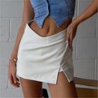 Low Rise Slit Mini Skirt