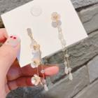 Non-matching Flower Drop Earring 1 Pair - White - One Size