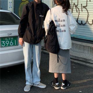 Couple Matching Long-sleeve Lettering Cargo Jacket