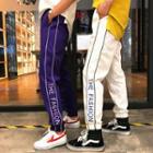 Couple Matching Striped Lettering Jogger Pants