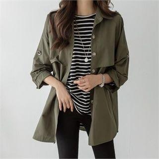 Flap-trim Single-breasted Jacket