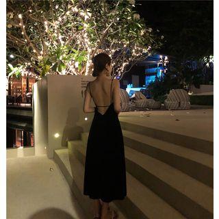 Open Back Spaghetti Strap Evening Dress