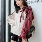 Mock Two-piece Color-block Striped Long-sleeve Sweater