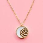 Flower Shell Pendant Stainless Steel Necklace Necklace - White & Gold - One Size
