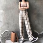 Plaid High-waist Wide-leg Pants