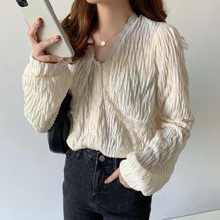 V-neck Crinkle Blouse