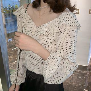 Sheer Panel Printed Blouse