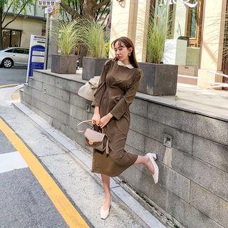 Peter Pan-collar Long Sheath Dress