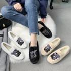 Fox Embroidered Fleece Loafers