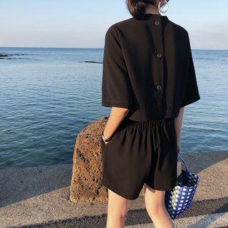 Short-sleeve Cutout Playsuit / Jumpsuit