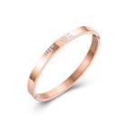 Fashion And Romantic Plated Rose Gold Love Geometric 316l Stainless Steel Bangle With Cubic Zirconia Rose Gold - One Size