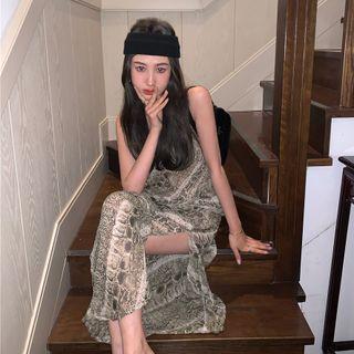 Halter Snake Print Dress