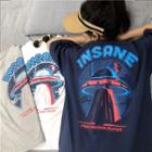 Short-sleeve Spaceship Print T-shirt
