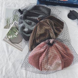 Mesh Panel Velvet Beret
