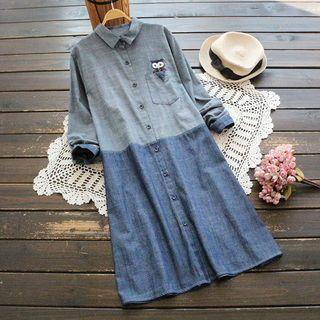 Owl Embroidered Long Shirt