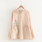 Floral Embroidered Hooded Jacket Off-white - One Size