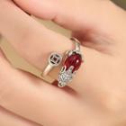 925 Sterling Silver Bead Open Ring Jz1120 - One Size